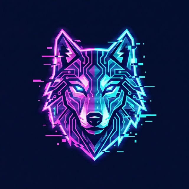 Cyberpunk neon wolf lovart logo generated by Lovart AI