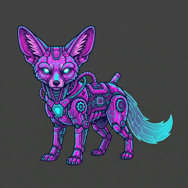 Cyberpunk neon robotic mascot generated from a lovart prompt